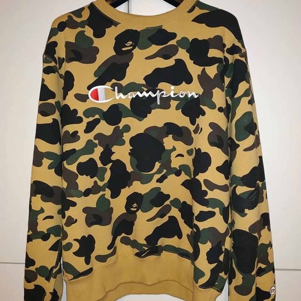 BAPE X CHAMPION Camo Crewneck